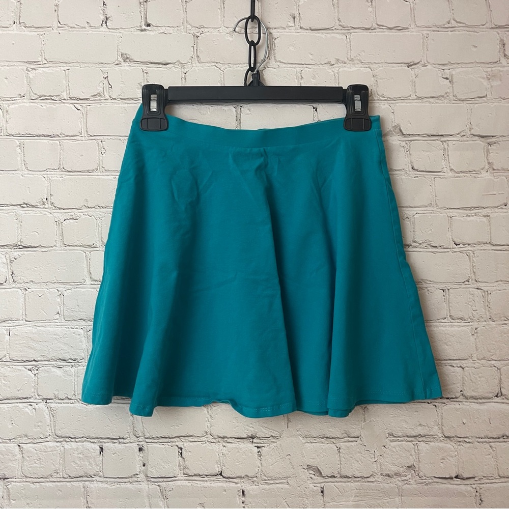 Teal Aqua Skater Circle Skirt size Medium Forever 21 stretchy pinup